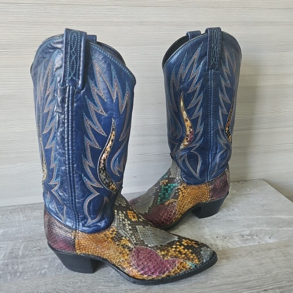 Dan Post Rainbow Python‎ Snakeskin Western Cowgirl Cowboy Boots 14079 Womens 7